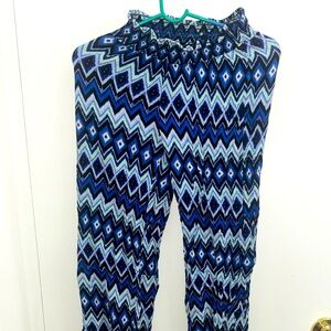 Blue Zigzag Patterned Women's Pants